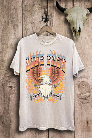 Live Fast Die Last Eagle Cow Skull Mineral Graphic Top - Rise and Redemption