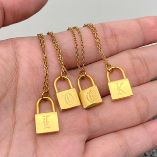 Lock Shape Initials Charm 18K Gold Plated SS Necklace - FGS - Rise and Redemption