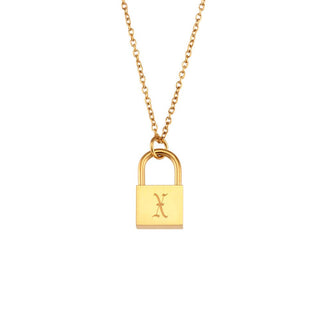 Lock Shape Initials Charm 18K Gold Plated SS Necklace - FGS - Rise and Redemption