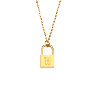 Lock Shape Initials Charm 18K Gold Plated SS Necklace - FGS - Rise and Redemption