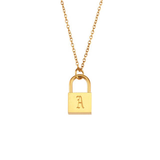 Lock Shape Initials Charm 18K Gold Plated SS Necklace - FGS - Rise and Redemption