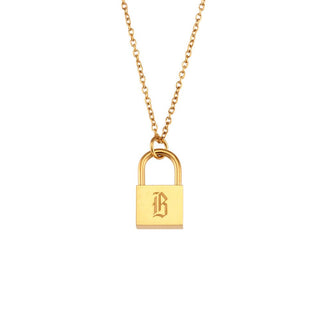 Lock Shape Initials Charm 18K Gold Plated SS Necklace - FGS - Rise and Redemption