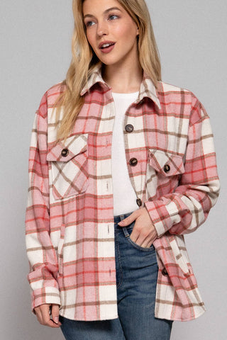 Long Sleeve Wool Blend Plaid Button Down Casual Jacket - Rise and Redemption