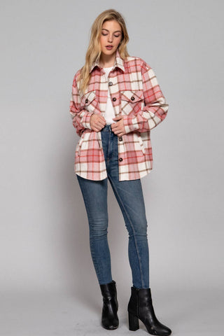 Long Sleeve Wool Blend Plaid Button Down Casual Jacket - Rise and Redemption