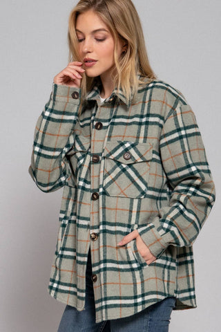 Long Sleeve Wool Blend Plaid Button Down Casual Jacket - Rise and Redemption