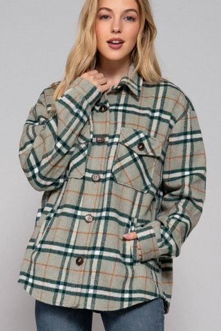 Long Sleeve Wool Blend Plaid Button Down Casual Jacket - Rise and Redemption