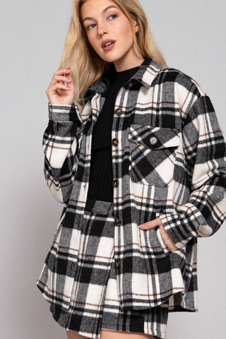 Long Sleeve Wool Blend Plaid Button Down Casual Jacket - Rise and Redemption