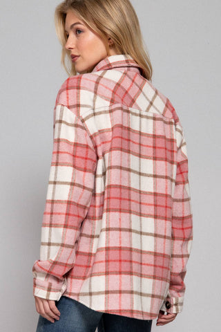 Long Sleeve Wool Blend Plaid Button Down Casual Jacket - Rise and Redemption