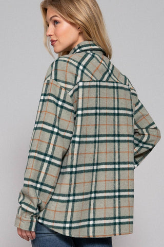 Long Sleeve Wool Blend Plaid Button Down Casual Jacket - Rise and Redemption