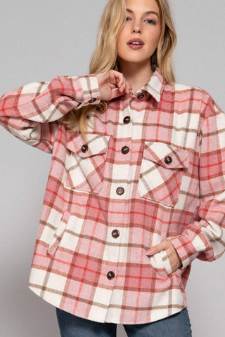 Long Sleeve Wool Blend Plaid Button Down Casual Jacket - Rise and Redemption