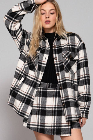 Long Sleeve Wool Blend Plaid Button Down Casual Jacket - Rise and Redemption