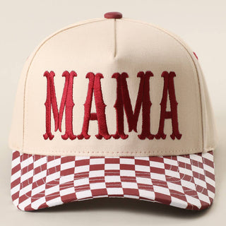 MAMA Embroidered Checkered Brim Trucker Hat - Rise and Redemption