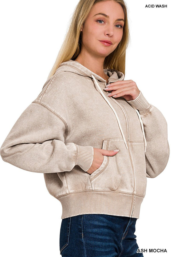 Marley Mineral washed zip up hoodie - Rise and Redemption