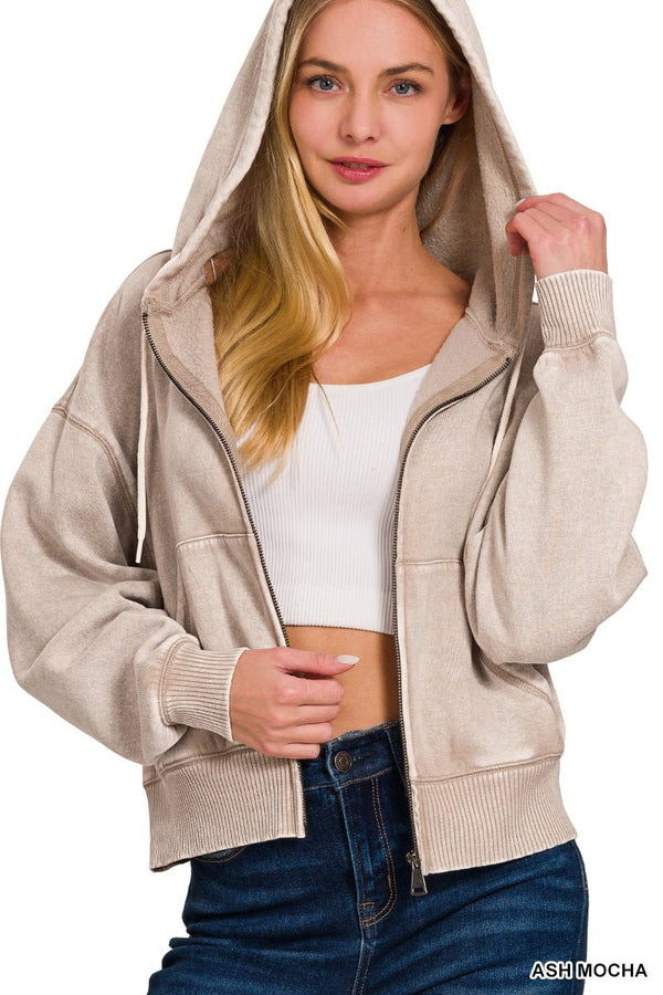 Marley Mineral washed zip up hoodie - Rise and Redemption