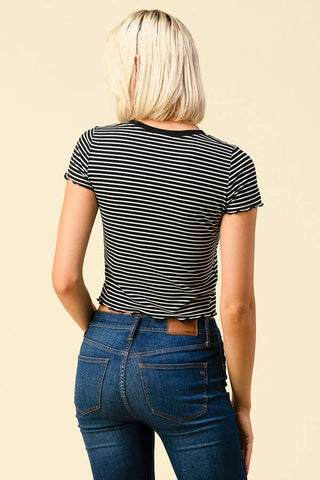 Merci Striped Embroidered Crop - Rise and Redemption