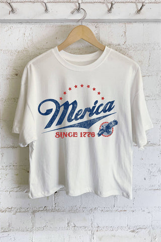 MERICA SINCE 1776 EAGLE GRAPHIC LONG CROP TOP - Rise and Redemption