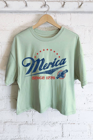 MERICA SINCE 1776 EAGLE GRAPHIC LONG CROP TOP - Rise and Redemption