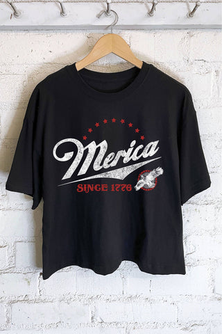 MERICA SINCE 1776 EAGLE GRAPHIC LONG CROP TOP - Rise and Redemption