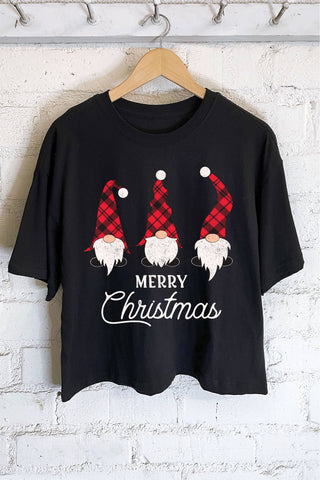 MERRY CHRISTMAS GNOMES GRAPHIC LONG CROP TOP - Rise and Redemption