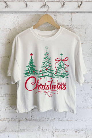 MERRY CHRISTMAS TREE GRAPHIC LONG CROP TOP - Rise and Redemption