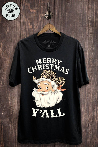 Merry Christmas Yall Leopard Graphic Top - Rise and Redemption