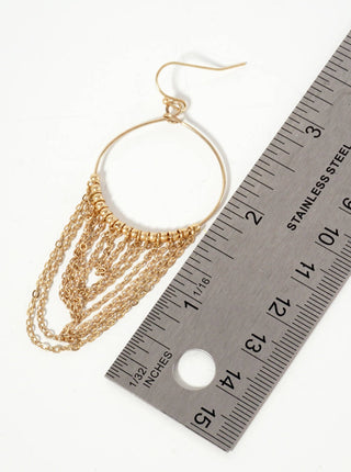 Metallic - Beaded Wire Circle Earrings With Chain Drop - Rise and Redemption