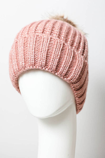 Metallic Cozy Soft Rib Knit Pom Beanie - Rise and Redemption