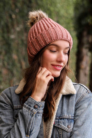 Metallic Cozy Soft Rib Knit Pom Beanie - Rise and Redemption