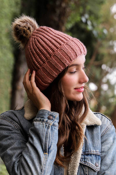 Metallic Cozy Soft Rib Knit Pom Beanie - Rise and Redemption