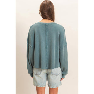 Miley Mineral Wash Waffle Oversized Top - Rise and Redemption
