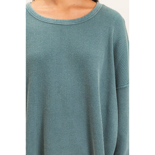 Miley Mineral Wash Waffle Oversized Top - Rise and Redemption