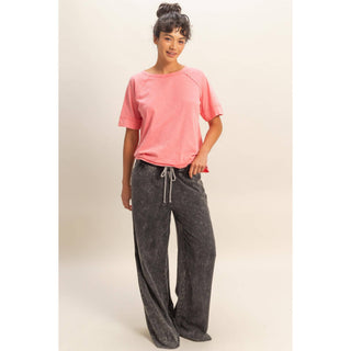 Mineral Wash Drawstring Wide Leg Pants - Rise and Redemption