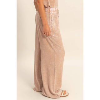Mineral Wash Drawstring Wide Leg Pants - Rise and Redemption
