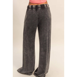 Mineral Wash Drawstring Wide Leg Pants - Rise and Redemption