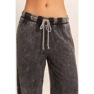 Mineral Wash Drawstring Wide Leg Pants - Rise and Redemption