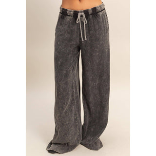 Mineral Wash Drawstring Wide Leg Pants - Rise and Redemption