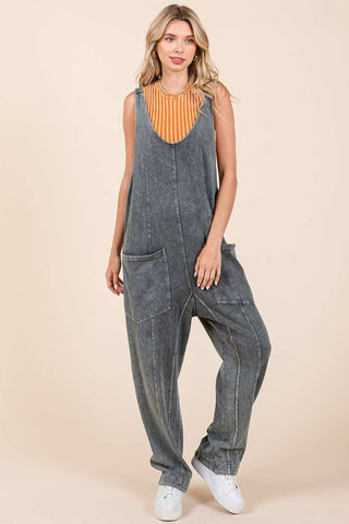 MINERAL WASH RELAXED FIT SLEEVELESS HAREM JUMPSUIT - Rise and Redemption