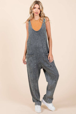 MINERAL WASH RELAXED FIT SLEEVELESS HAREM JUMPSUIT - Rise and Redemption