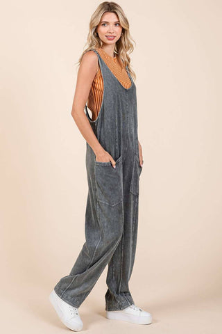 MINERAL WASH RELAXED FIT SLEEVELESS HAREM JUMPSUIT - Rise and Redemption