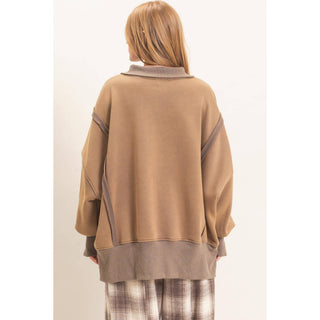 Mineral Wash Snap Collar Pullover - Rise and Redemption