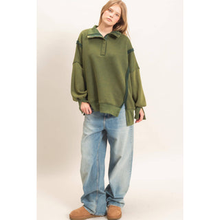 Mineral Wash Snap Collar Pullover - Rise and Redemption