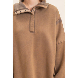 Mineral Wash Snap Collar Pullover - Rise and Redemption