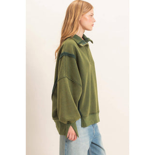 Mineral Wash Snap Collar Pullover - Rise and Redemption