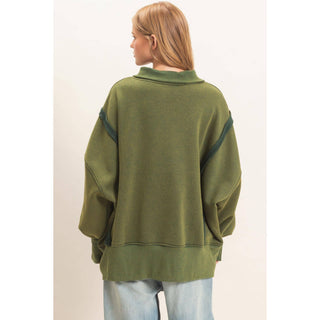 Mineral Wash Snap Collar Pullover - Rise and Redemption