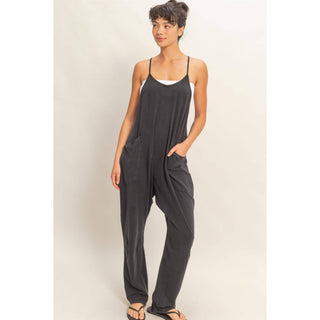 Mineral Wash Spaghetti Strap Jumpsuit - Rise and Redemption