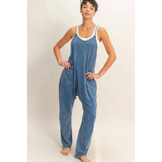 Mineral Wash Spaghetti Strap Jumpsuit - Rise and Redemption