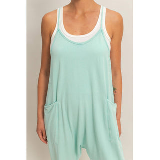Mineral Wash Spaghetti Strap Jumpsuit - Rise and Redemption