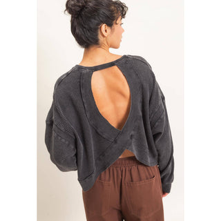 Mineral Wash Waffle Open Back Top - Rise and Redemption