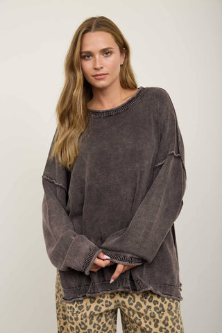 Mineral Washed Drop Sleeve Sweater - Rise and Redemption