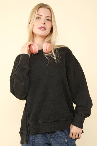 Mineral Washed French Terry Oversized Knit Top - Rise and Redemption